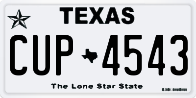 TX license plate CUP4543