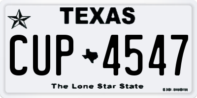 TX license plate CUP4547