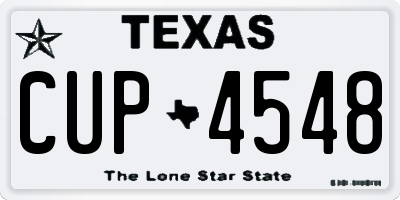 TX license plate CUP4548