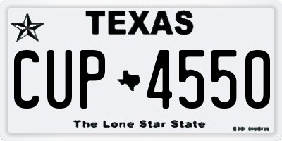 TX license plate CUP4550