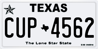 TX license plate CUP4562