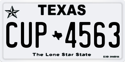 TX license plate CUP4563