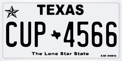 TX license plate CUP4566