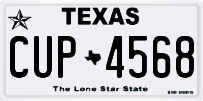 TX license plate CUP4568