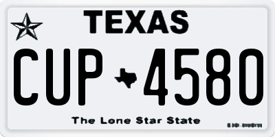 TX license plate CUP4580