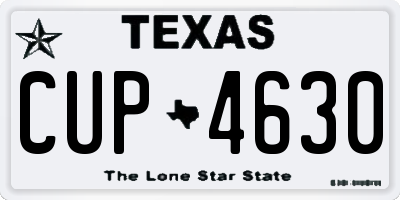 TX license plate CUP4630
