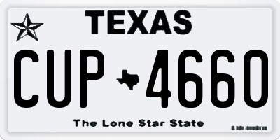 TX license plate CUP4660