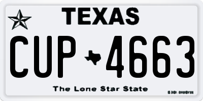 TX license plate CUP4663