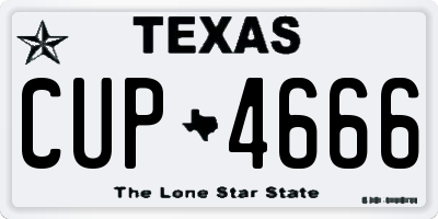 TX license plate CUP4666