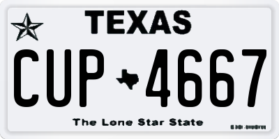 TX license plate CUP4667