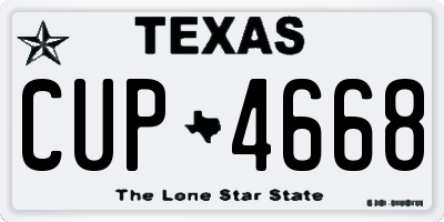 TX license plate CUP4668