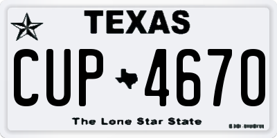 TX license plate CUP4670