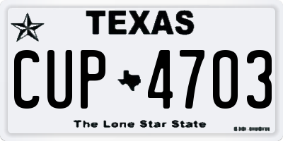 TX license plate CUP4703
