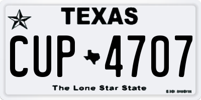 TX license plate CUP4707