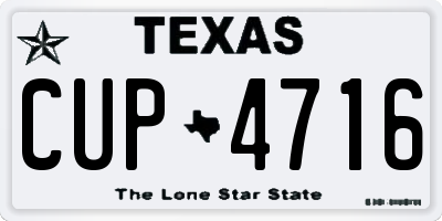 TX license plate CUP4716