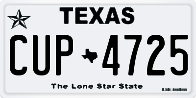 TX license plate CUP4725