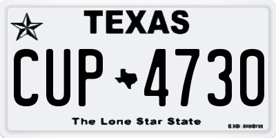 TX license plate CUP4730