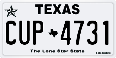 TX license plate CUP4731
