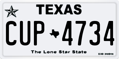 TX license plate CUP4734