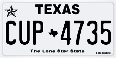 TX license plate CUP4735