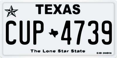 TX license plate CUP4739