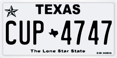 TX license plate CUP4747