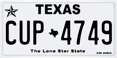 TX license plate CUP4749