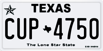 TX license plate CUP4750