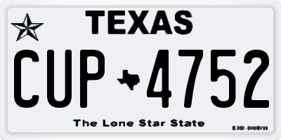 TX license plate CUP4752