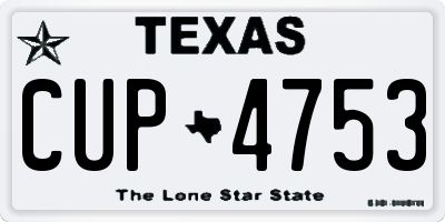 TX license plate CUP4753