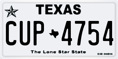 TX license plate CUP4754