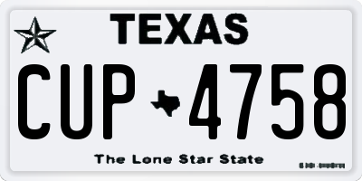 TX license plate CUP4758