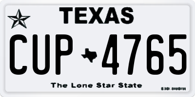 TX license plate CUP4765