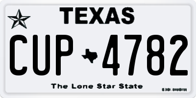 TX license plate CUP4782