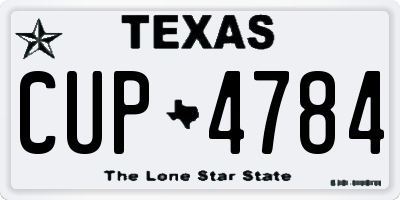 TX license plate CUP4784