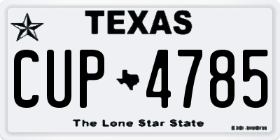 TX license plate CUP4785