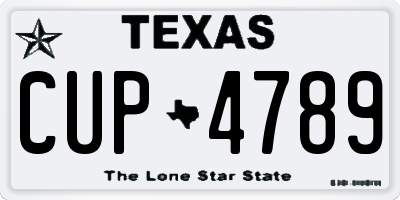 TX license plate CUP4789