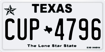 TX license plate CUP4796