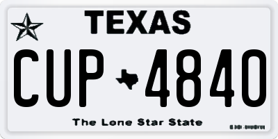 TX license plate CUP4840