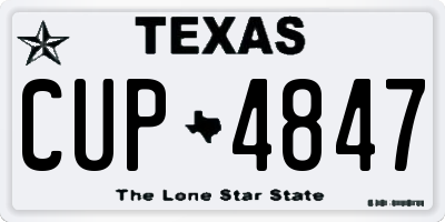 TX license plate CUP4847