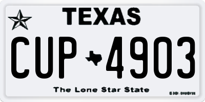TX license plate CUP4903