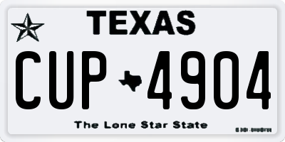 TX license plate CUP4904