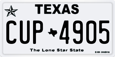 TX license plate CUP4905