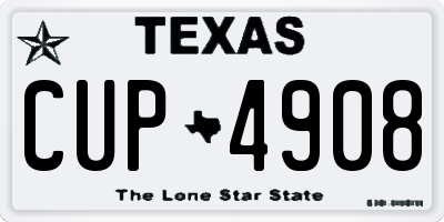 TX license plate CUP4908