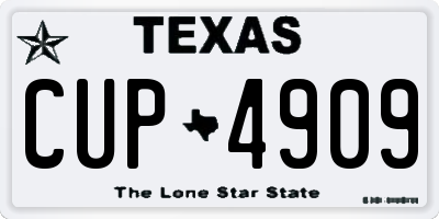 TX license plate CUP4909