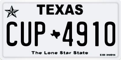 TX license plate CUP4910