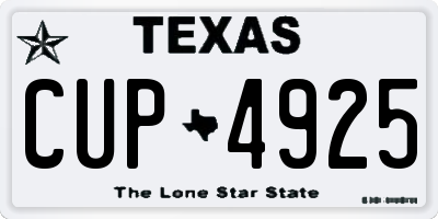 TX license plate CUP4925