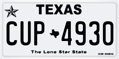 TX license plate CUP4930