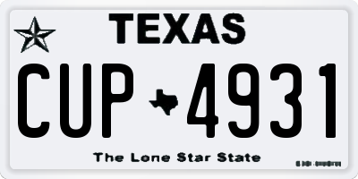 TX license plate CUP4931
