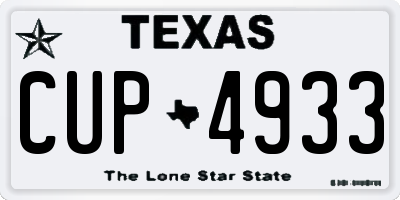 TX license plate CUP4933